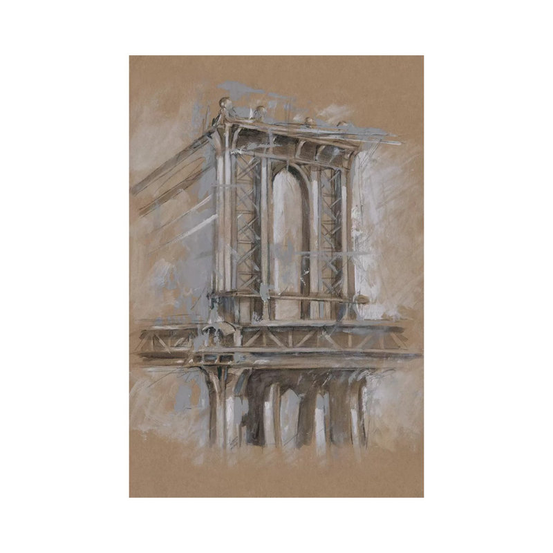 "Brushtravail architecture Study IV" par Ethan Harper, reproduction d’art, H 60 po x l 40po x P 1,5 po, Toile tendue