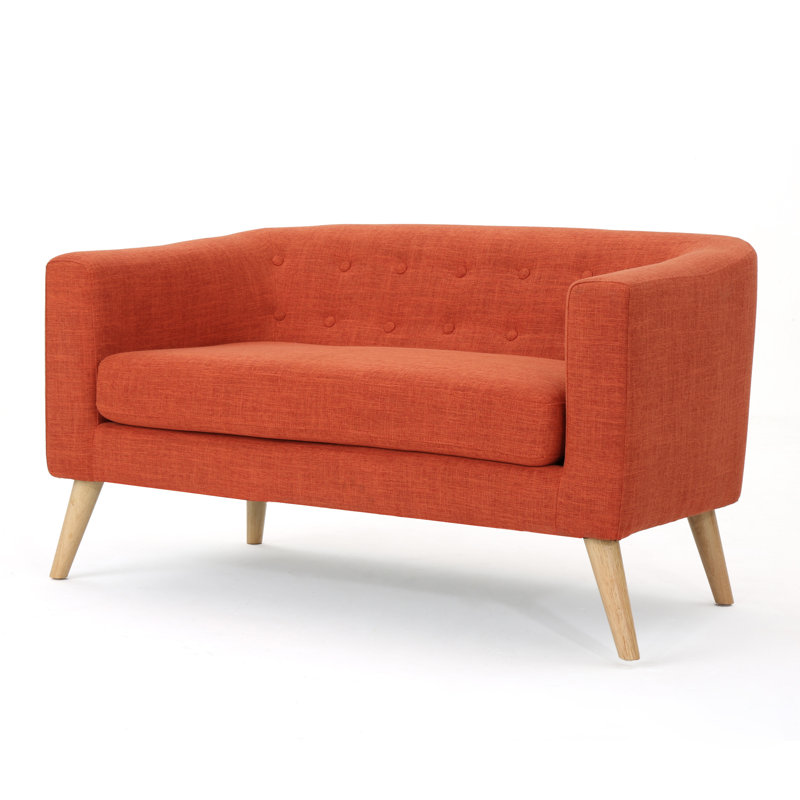 Canapé-lit moderne capitonné Decato, 100 % polyester orange, H 28,25 po x l 51,5 po x P 29,5 po