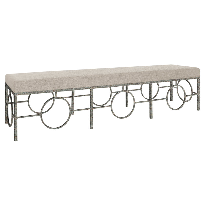 Hampshire Upholstered Bench, Deep Ocean/Beige Linen