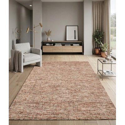 Tapis d'intérieur brun clair fait à la main 100% laine