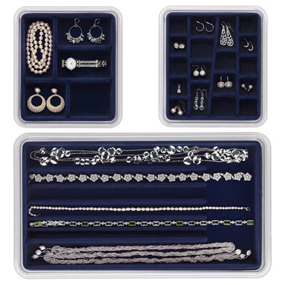 Ensemble de plateaux de rangement pour bijoux 3 pièces