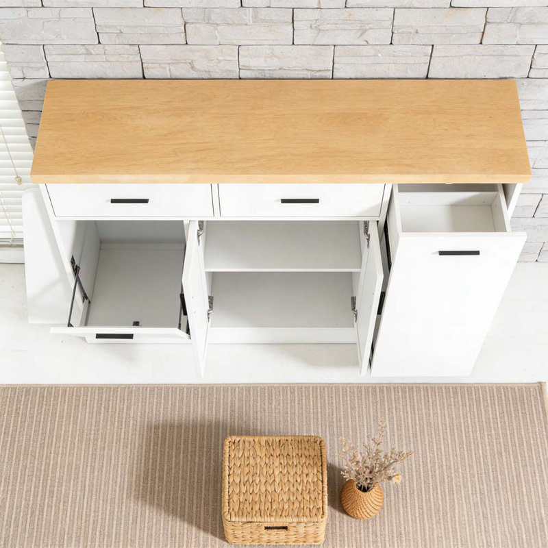 Buffet de rangement multifonctionnel, table d'îlot de cuisine, Blanc