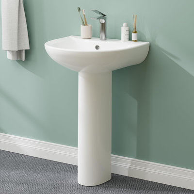 Lavabo sur pied 20 "x 17" pour salle de bain Lavabo sur pied en céramique moderne en U pour salle de bain