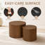Ensemble de tables d'appoint cylindriques en bois peu encombrantes avec pieds antidérapants pour balcon et appartements-129390219