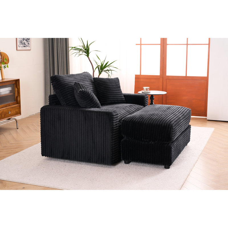 Fauteuil moelleux en velours côtelé avec siège amovible