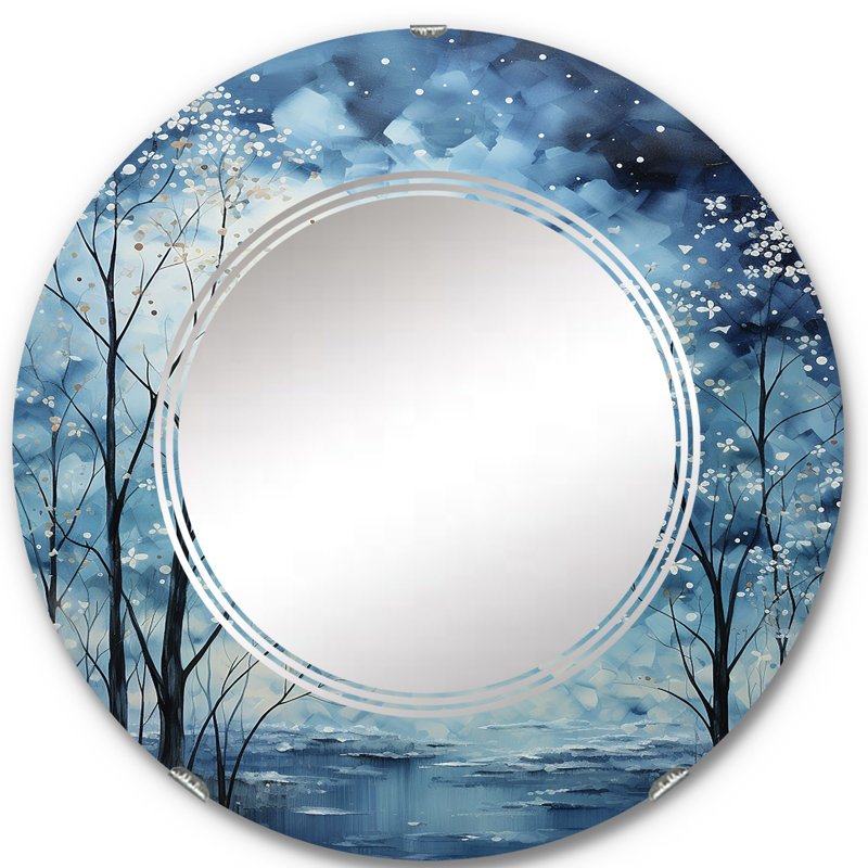 Selyan - Miroir mural floral rond, 24 po x 24 po
