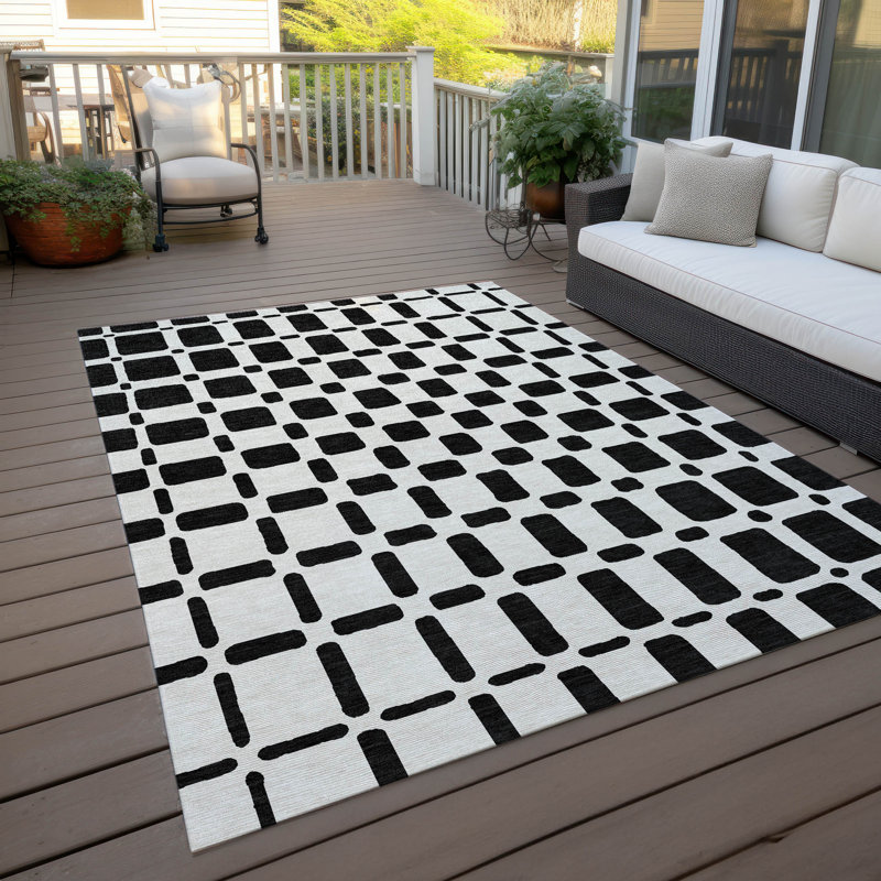  Rectangle Malek 1'8" X 2'6" Indoor/Outdoor Area Rug with Non-Slip Backing, Rectangulaire 8 pi x 10 pi
