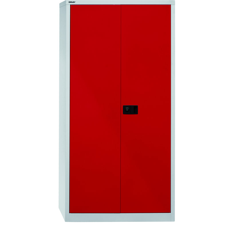 Universal 2 Door Storage Cabinet, White and red, 195cm H x 91.4cm W x 40cm D, Galvanised