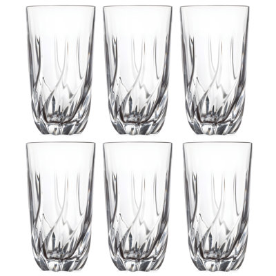 Highball - Glass Tumbler - Set Of 6 - Hiball Glasses - Crystal Glass - Beautiful Design - Drinking Tumblers - For Water , Juice , Wine , Beer And Cock -  Majestic Crystal, 40203-S6