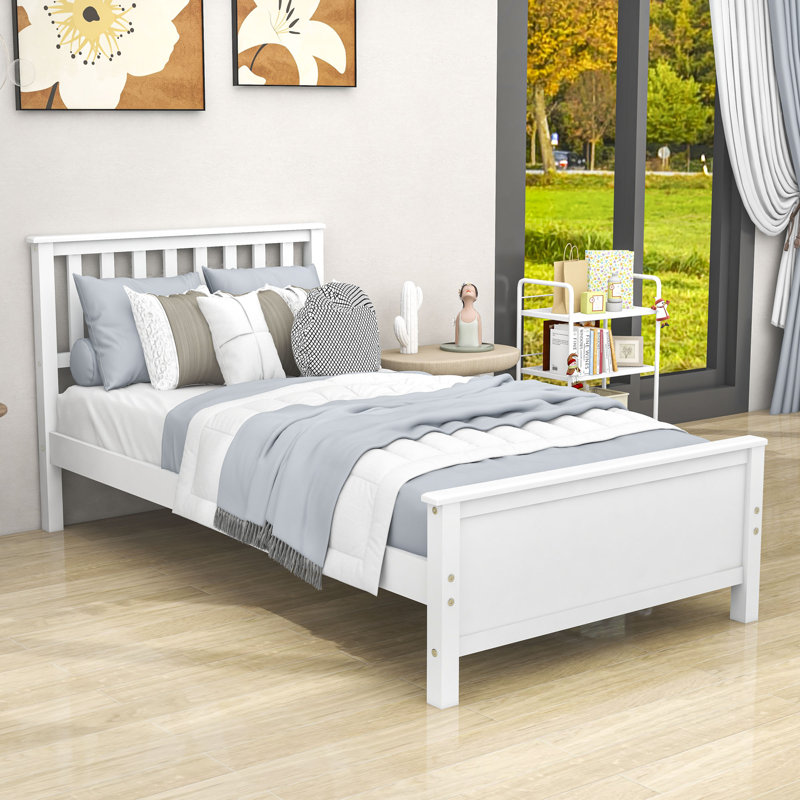 Welland Twin Size,Platform Bed with Headboard,Footboard, White