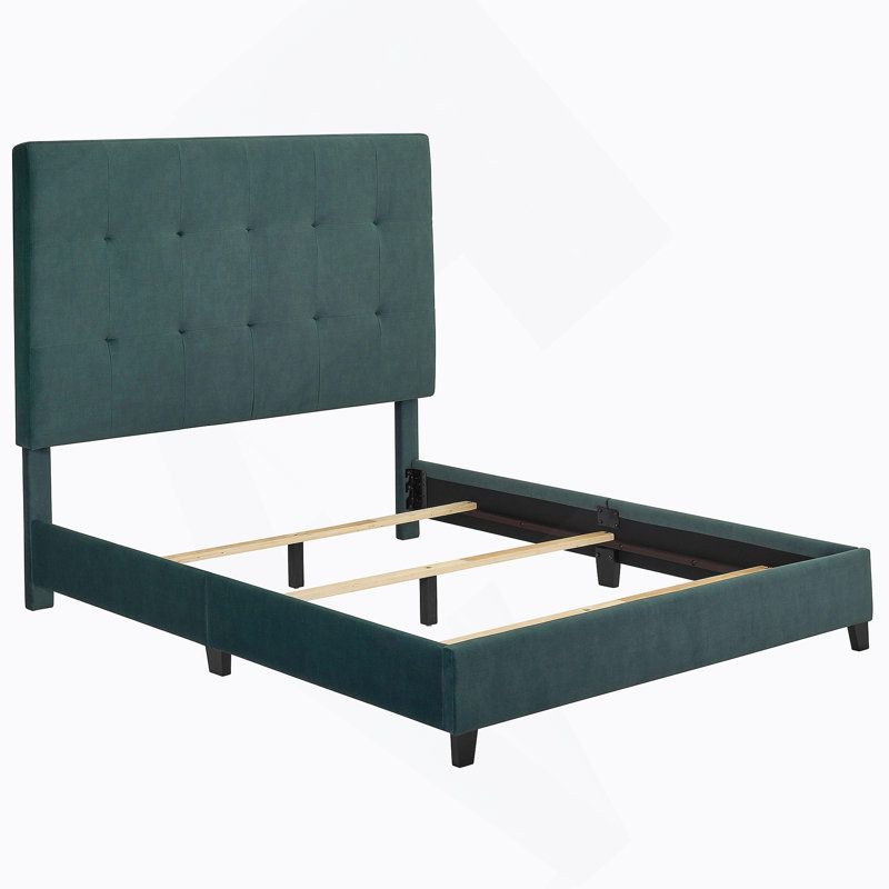 Lit plateforme tapissier touffeté, Vert