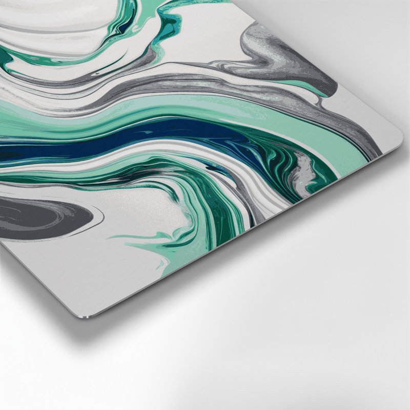 Abstrait art fluide vert 63, art mural en métal, H 12 po x l 12 po