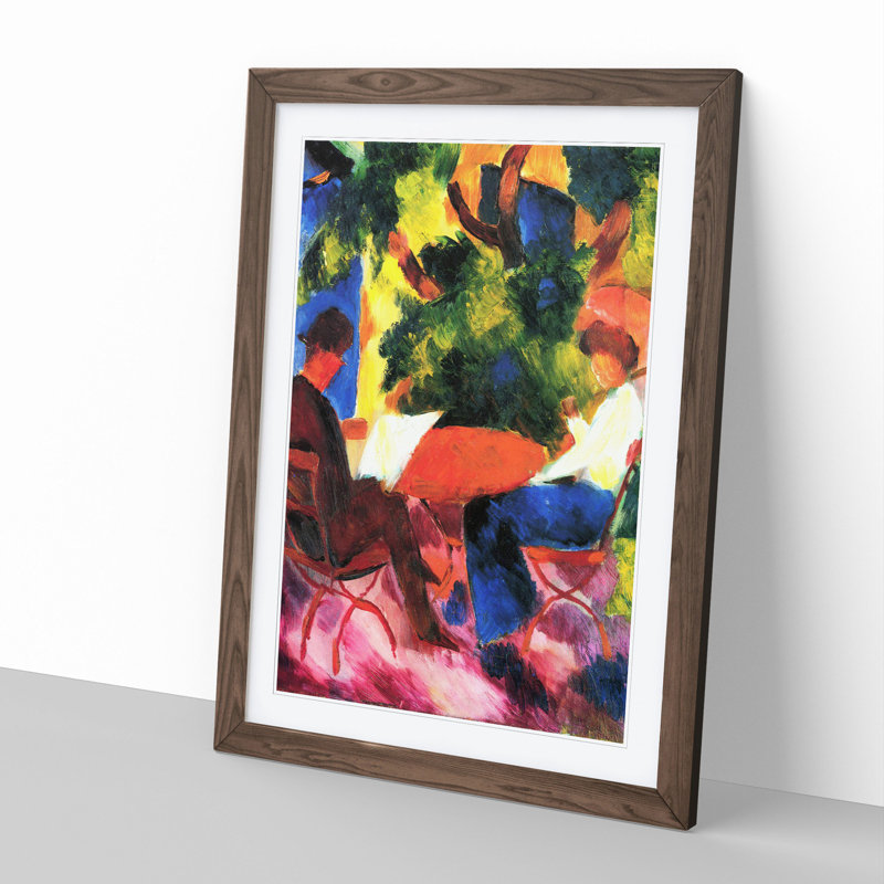 At the Garden Table by August Macke - Picture Frame Painting, Walnut Framed, 36cm H x 27cm W x 2cm D