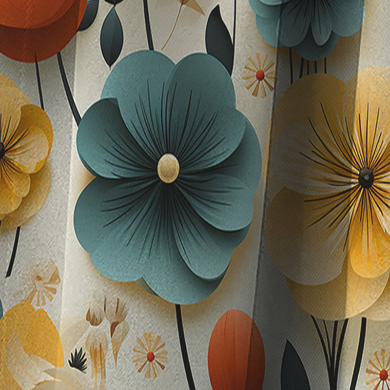 Mod Botanical Delight II - Rideau Mid-Century - Rideau occultant géométrique - 1 panneau, L 52 po x L 108 po