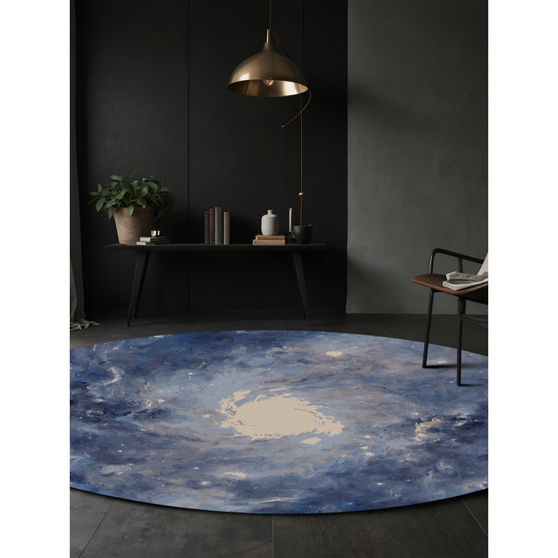 Tapis gris lavable à la machine, Rond 5 pi