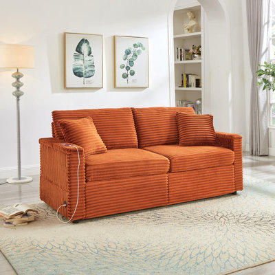 Canapé confortable moelleux en velours côtelé, espace de rangement pour grande causeuse, méridienne super moelleuse avec repose-pieds double et table de bout