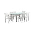 Mobilier d'extérieur moderne en aluminium pour 6 personnes avec chaises en corde à séchage rapide et plateau en verre trempé blanc Pangea Home Bella