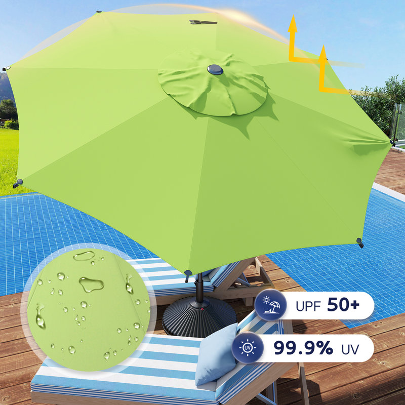 Parasol de marché à manivelle Lyon, L 108 po x P 108 po, Limette