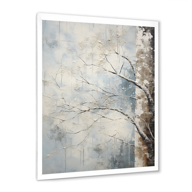 Simple Winter Landscape, reproduction d'art sur toile, Cadre simple blanc, H 32 po x l 24 po x P 1 po