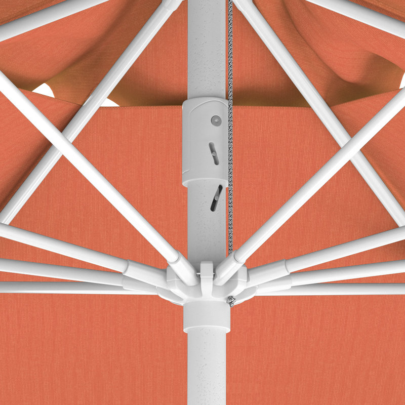 Parasol en fibre de verre 7,5 pi avec passe-partout blanc, Orange foncé