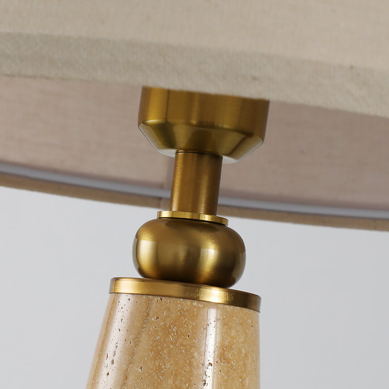 Lampe de table simple de 58 cm (22,83 po), lampe de table moderne en pierre naturelle avec abat-jour en tissu