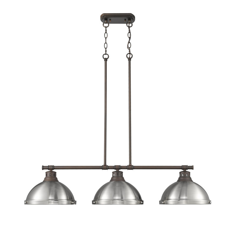 Laramy 3-Light Linear Pendant, Pewer, Rubbed Bronze