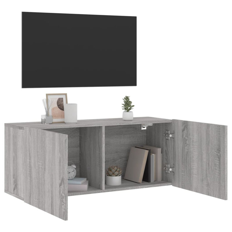 Maroska Unfinished TV Stand for TVs up to 43", Grey Sonoma