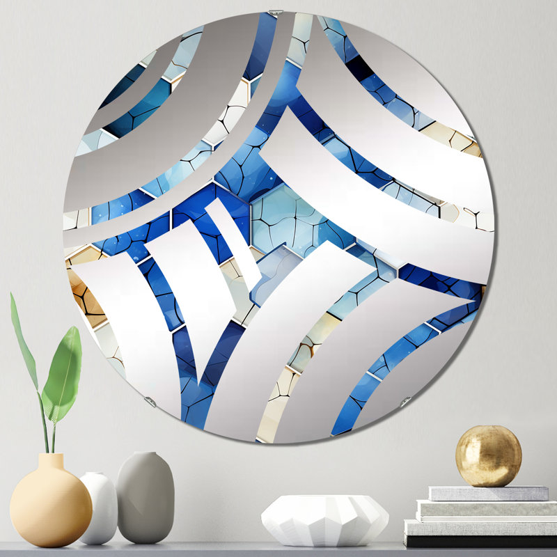Miroir décoratif blanc et bleu Hexagons Dreams, 23,6 po x 23,6 po