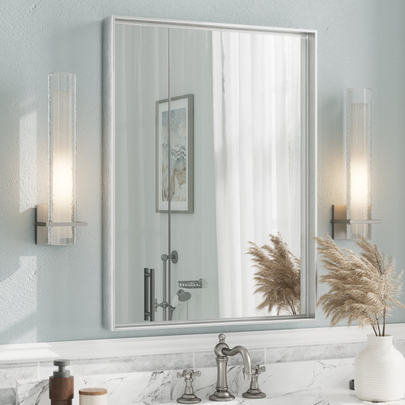Miroir mural Aevar, 32 po x 24 po, Argent brossé