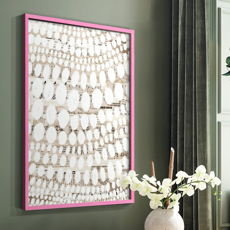 Reproduction encadrée de motif rétro III - bois massif, Cadre photo rose simple, H 10 po x l 8 po