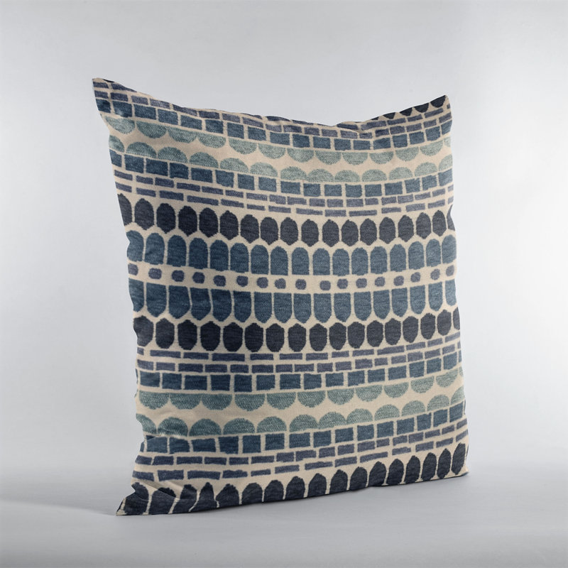 Oreiller géométrique Harmony, 22 po x 22 po, bleu