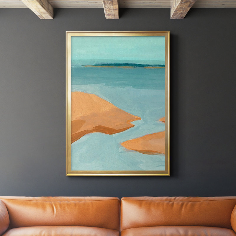 «Out On The Sandbar IV», reproduction encadrée de qualité supérieure - prête à être accrochée, Papier avec cadre doré