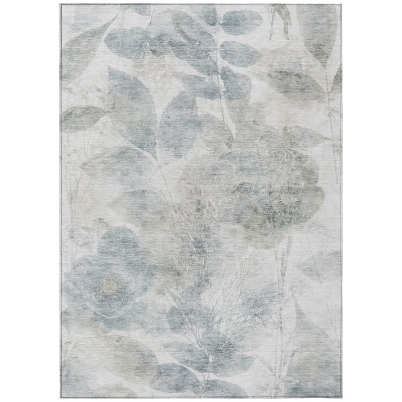 Machine Washable Indoor/Outdoor Chantille ACN2890 Floral Rug, Taupe, 9' x 12'