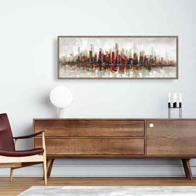 Abstract Colorful Skyscrapers | Cities Gray Framed Canvas