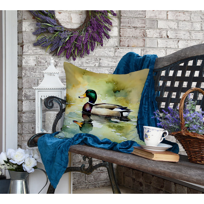 Mallard Throw Pillow, 18"H x 18"W