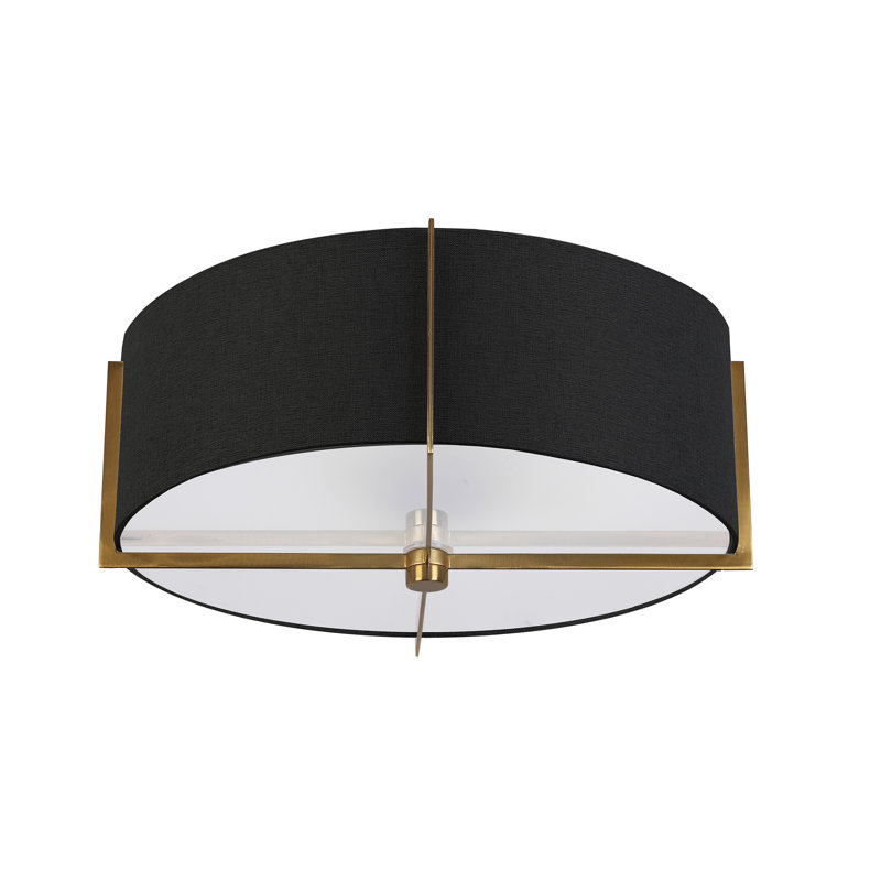 Plafonnier semi-encastré 3 lumières Cadwell, Laiton vieilli, Noir