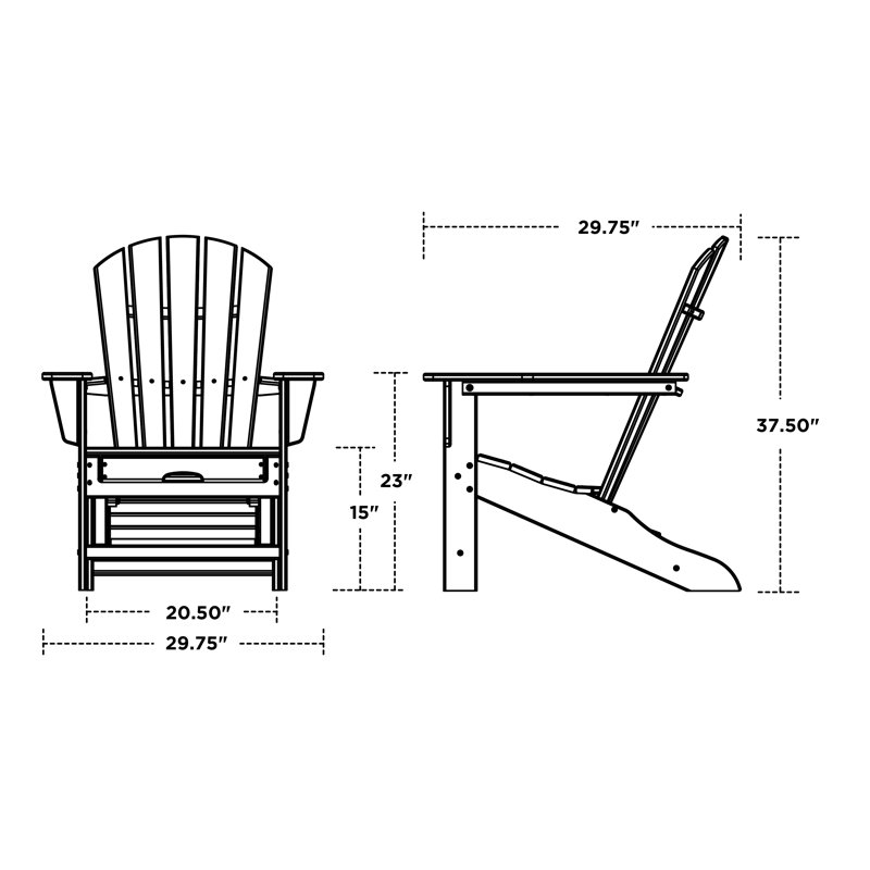 POLYWOOD Palm Coast Ultimate Adirondack with Hideaway Ottoman, Slate Gray