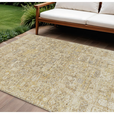 Tapis d'intérieur lavable floral beige 10 'x 14'