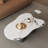 48.4" Modern Irregular Cloud-Shaped Coffee Table - Faux Marble Tabletop & MDF  Cylinder Legs  Stylish Luxury Living Room Center Table Home Decor Furniture