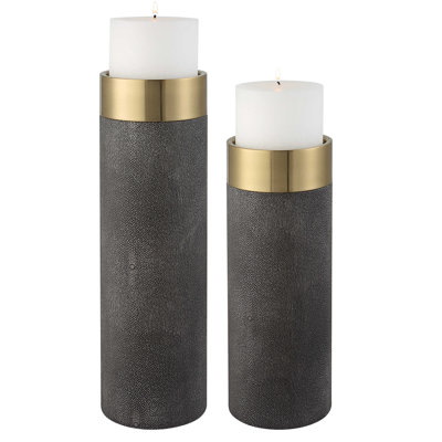  Wessex Gray Candleholders Set/2