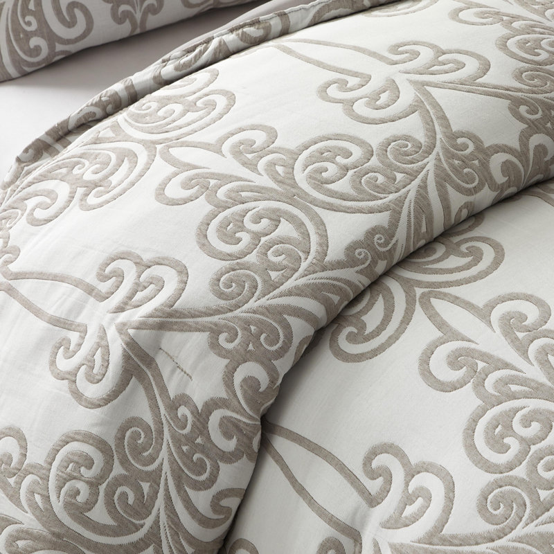 Ensemble d'édredon Dilona Traditional Scrolls, Grand édredon et 8 pièces supplémentaires, Gris fumée