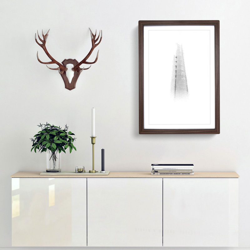 The Shard in London England Abstract Art - Picture Frame Graphic Art Print, 76cm H x 50cm W x 2cm D, Walnut