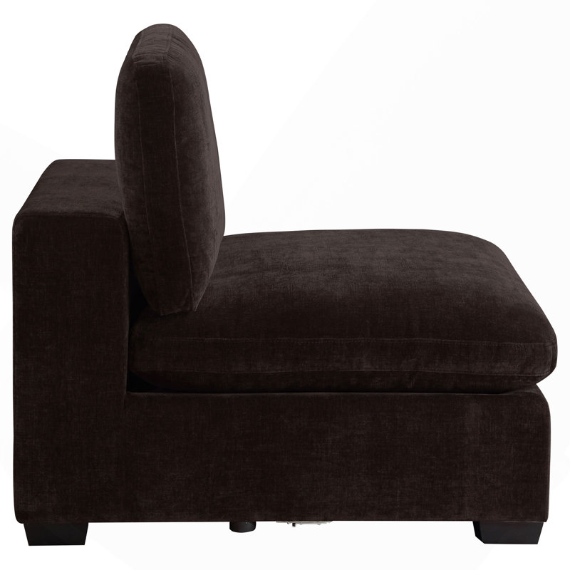 Chaise sans accoudoirs rembourrée chocolat foncé