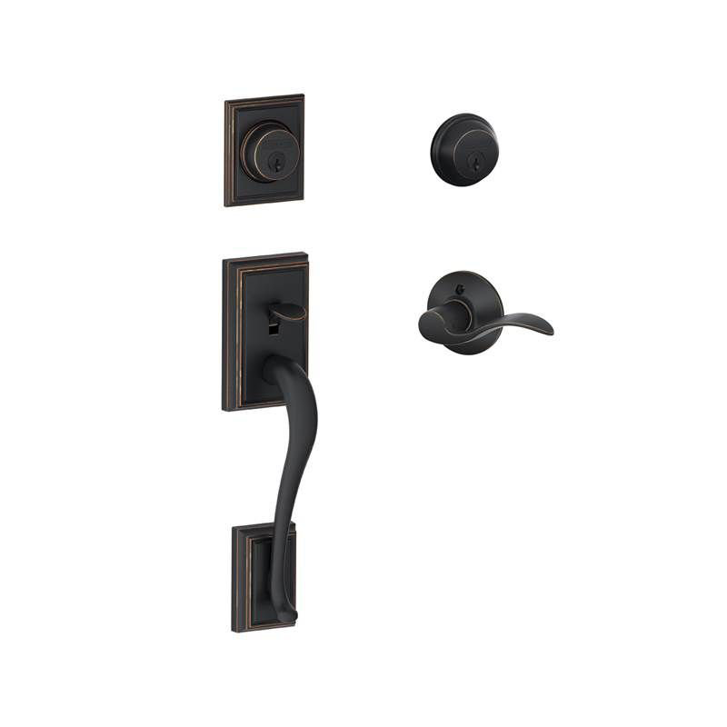 Addison Handleset with Deadbolt and Accent Door and Rosette, Aged Bronze, Left , Yes