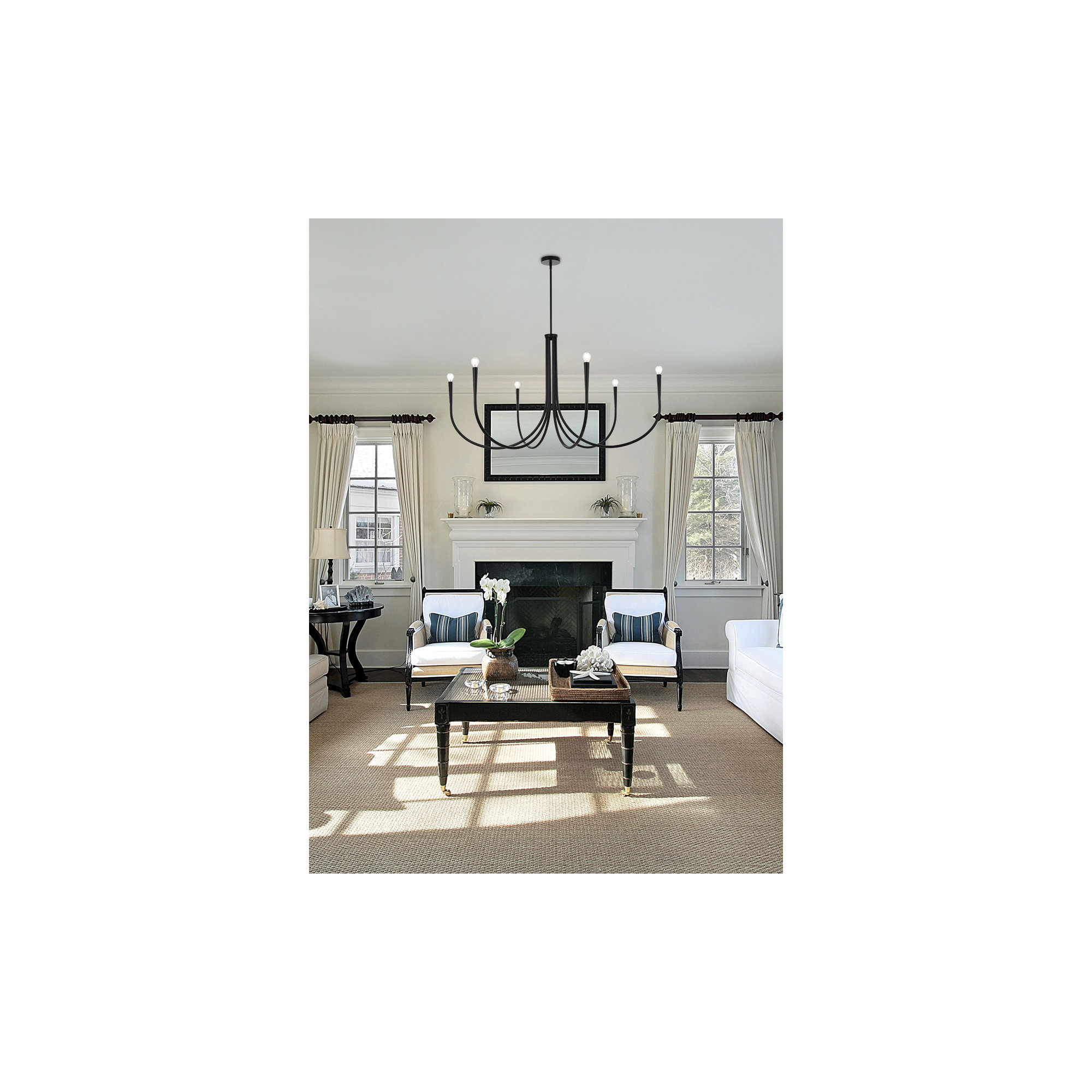 Catalena 6 - Light Dimmable Classic/Traditional Chandelier, 28" H x 55" W x 55" D, Black