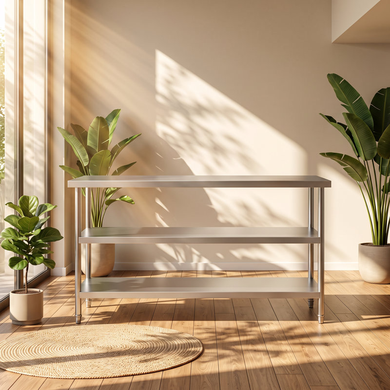 Table de travail à 3 niveaux en acier inoxydable l 62,99 po x P 17,13 po x H 6,5 po VEVOR