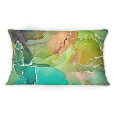 Marbre vert et turquoise abstrait - Coussin décoratif imprimé moderne 1