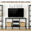 Meuble télé pour téléviseur de 55 po ou moins, console multimédia moderne avec tablette pour barre de son et rangement ouvert, centre de divertissement avec gestion des câbles pour le salon