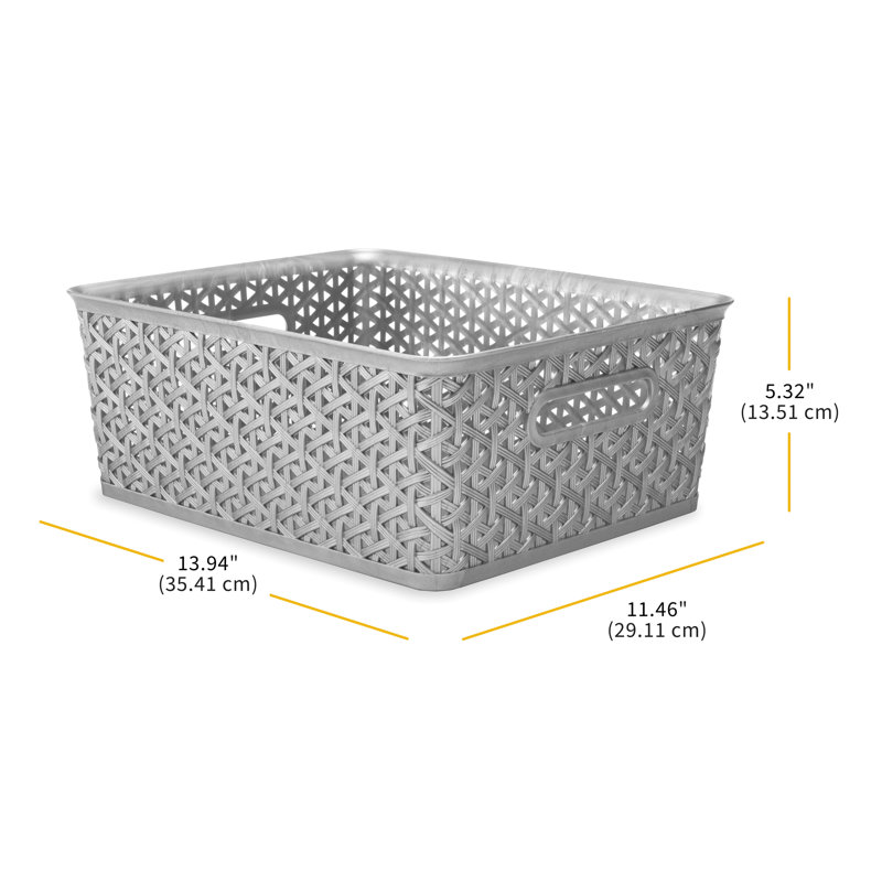 Whitmor Resin Form Half Basket, Large, Silver