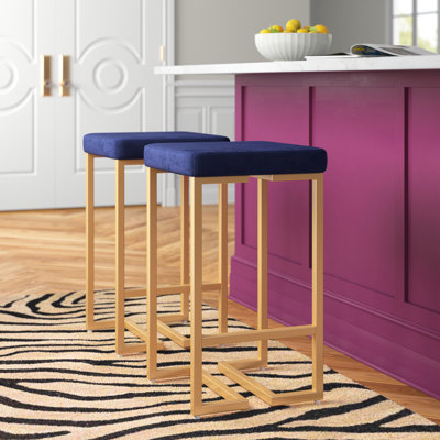 Freea Upholstered Velvet Counter Stool with Steel Frame